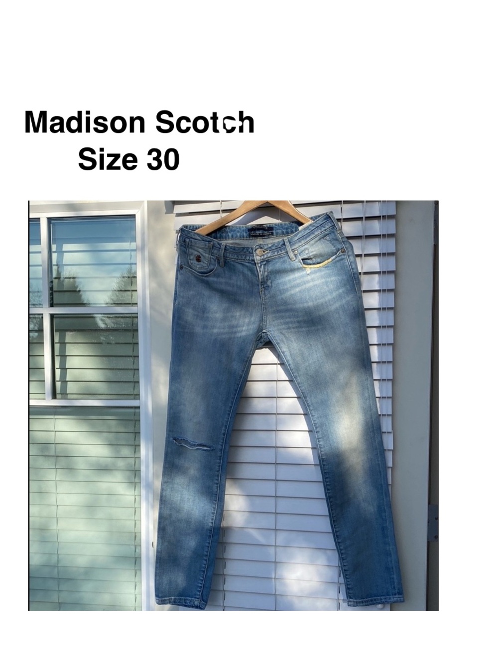 Madison Scotch RIPPED & DISTRESSED JEANS Light washed size 30⭐️⭐️⭐️⭐️